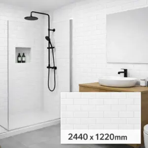 Seratone Polar White Aqua Subway Tile 2440x1220 4.5mm *