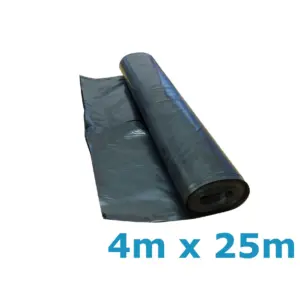 Polythene Black 200 + micron 4mtr X 25mtr roll